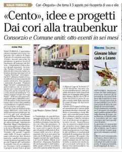 L'articolo del Trentino che riporta la conferenza stampa del Consorzio Esercenti Nago-Torbole del 3 giugno 2019